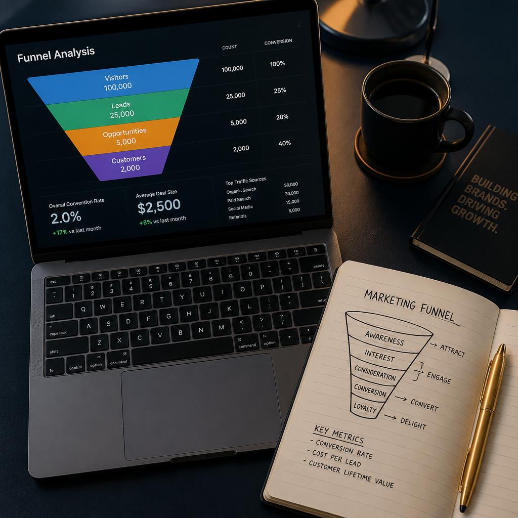 Marketing funnel flow lines converging into a calendar booking icon